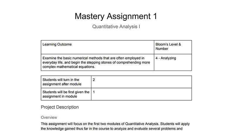 Quantitative Analysis 1 (MATH 1113)